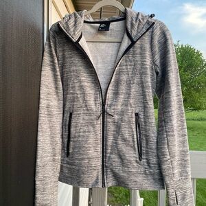 GAP Gray Heathered Zip-Up Jacket with Hood